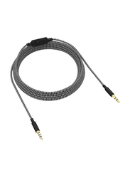 Behringer 2-Meter Premium Headphone Cable with Boom Microphone and In-Line Control, 3.5mm Jack to 3.5mm Jack Male Extension Cable, BC12, Black/White