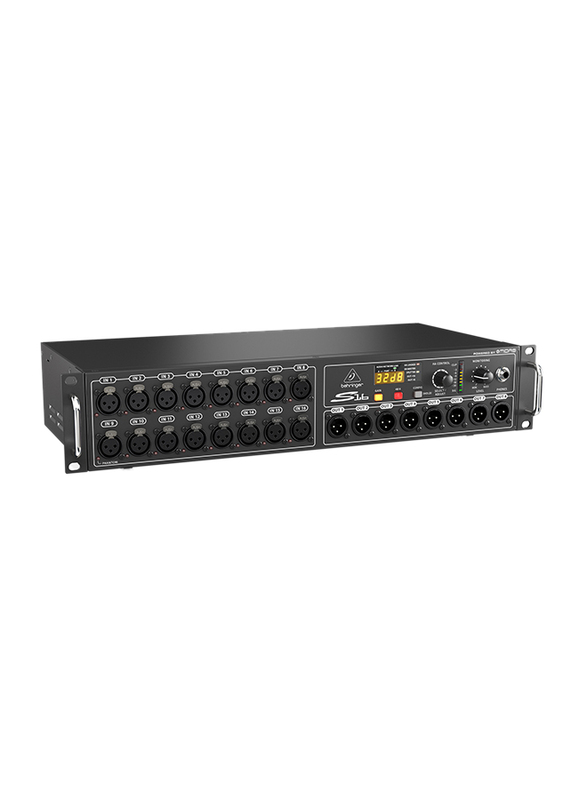 Behringer I/O Box with 16 Remote-Controllable Midas Preamps, 8 Outputs and AES50 Networking featuring Klark Teknik SuperMAC Technology, S16, Black