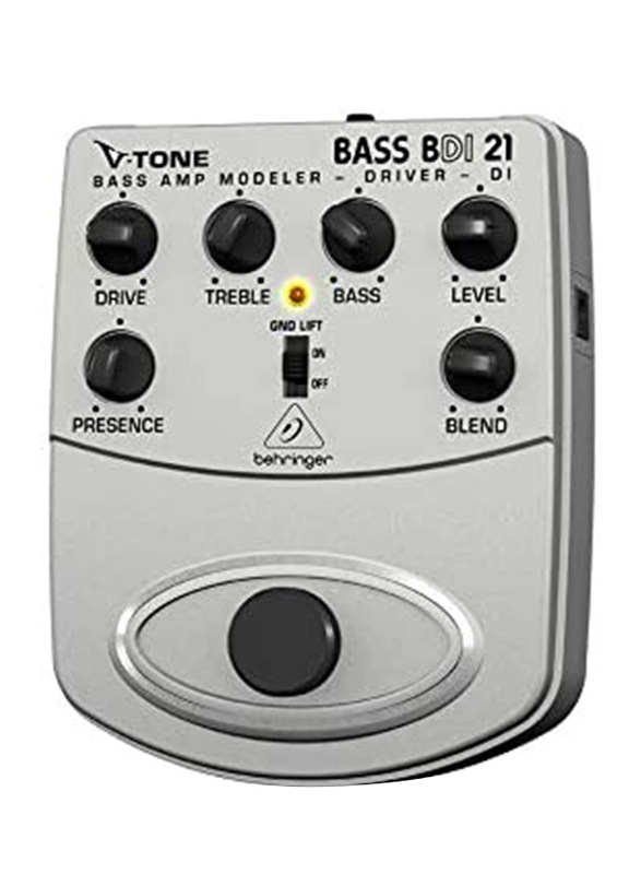 Behringer BDI21 V-Tone Bass Driver Effects Guitar Pedal, Silver