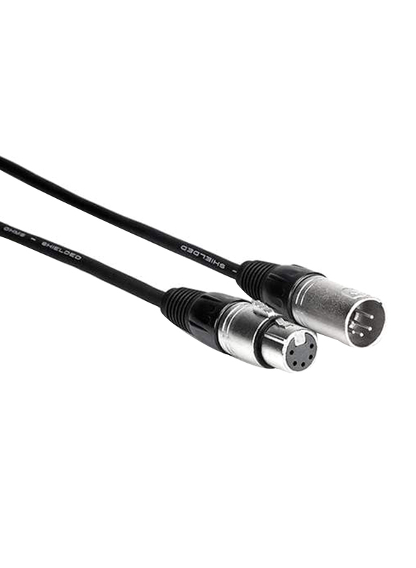 Tasker 5-Meter 5-Pin XLR Cable, 5-Pin XLR Male to 5-Pin XLR Female, Black