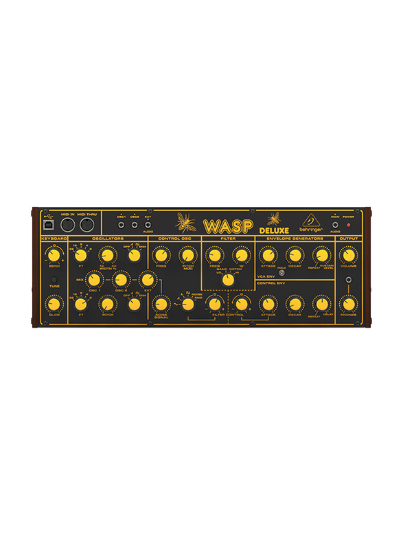 Behringer Wasp Deluxe Analog Synthesizer with Dual OSCs, Multi-Mode VCF, 16-Voice Poly Chain & Eurorack Format, Black