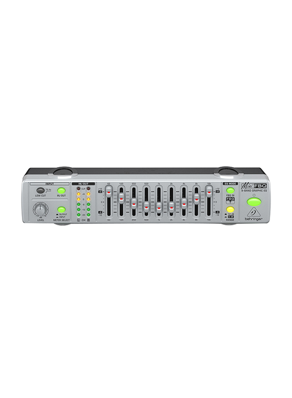 Behringer Ultra-Compact 9-Band Graphic Equalizer with FBQ, FBQ800, Silver