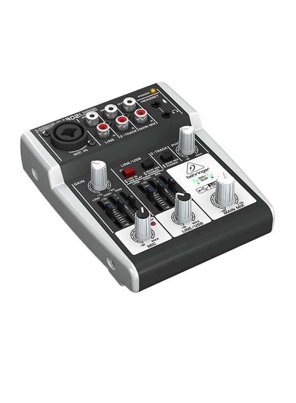 Behringer Premium 5-Input Mixer with XENYX Mic Preamp and USB/Audio Interface, 302USB, Black
