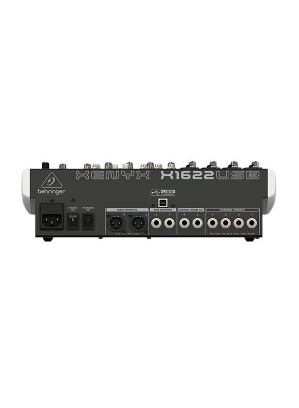 Behringer Premium 16-Input 2/2-Bus Mixer with XENYX Mic Preamps and Compressors, British EQs, 24-Bit Multi-FX Processor & USB/Audio Interface, X1622USB, Multicolour