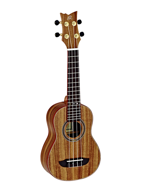 Ortega RUACA-SO Acacia Soprano Size Ukulele with Guitar Bag, Tecwood Fingerboard, Brown