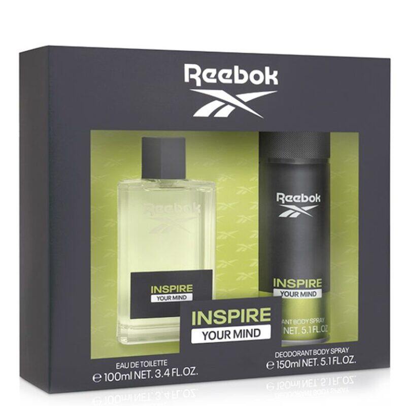 

Reebok 2-Piece Inspire Your Mind Gift Set for Men, 100ml EDT Perfume, 150ml Deodorant Body Spray