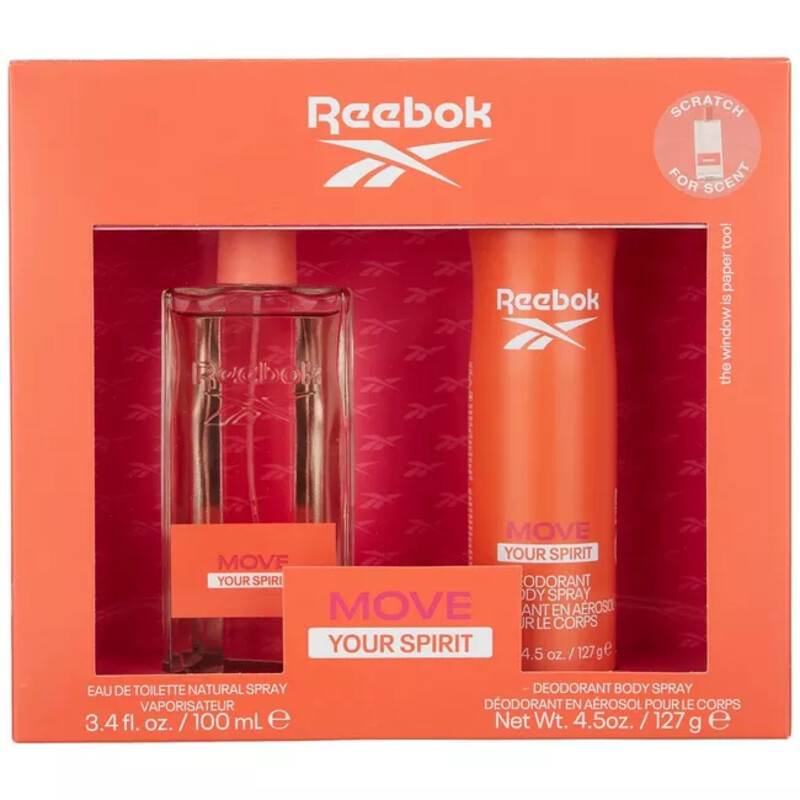 

Reebok 2-Piece Move Your Spirit Gift Set for Women, 100ml EDT Perfume, 150ml Deodorant Body Spray