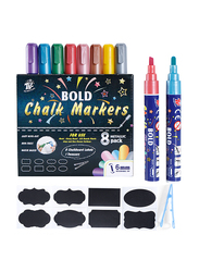 The Best Crafts Dual Tip Liquid Chalk Pens Marker, 8 Pieces, Multicolour