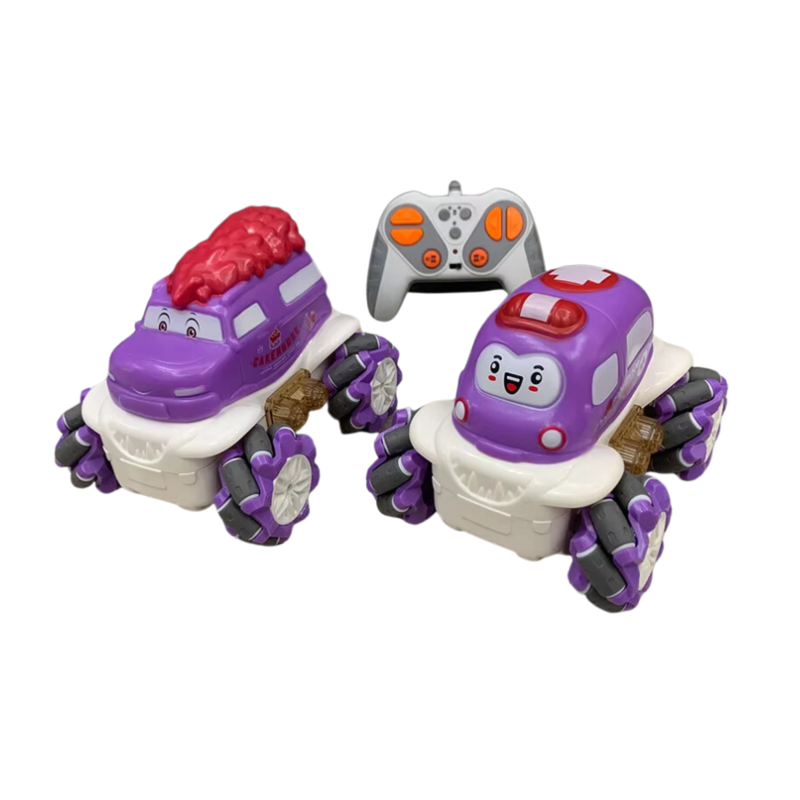 

STEM 1:36 2.4G Anti-frequency Nine Pass Light Vinyl Cartoon Side-shift Stunt Car Purple Color - 1PC Style May Vary