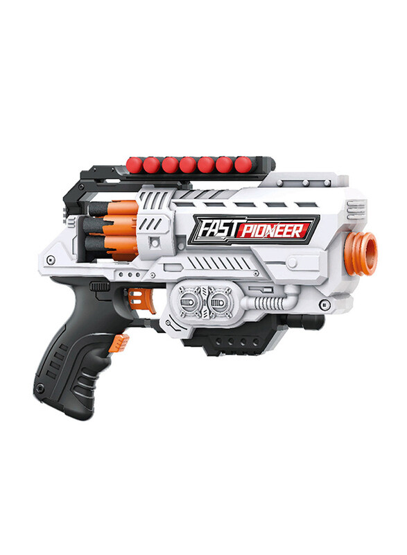 

Stem Fast Pioneer Electric Gun Foam Bullet Blaster with 16X Bullet Capacity, Ages 8+, Multicolour