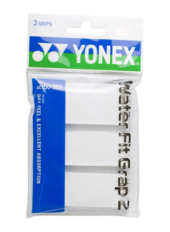 

Yonex AC150-3EX Water Fit Badminton Racket Grip, 3 Piece, White