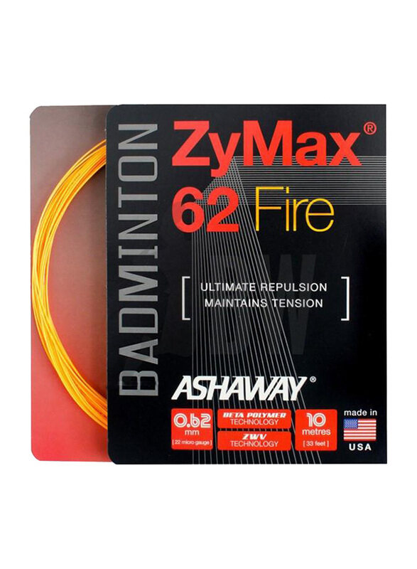 

Ashaway ZyMax 62 Fire Badminton String, 0.62mm, Orange