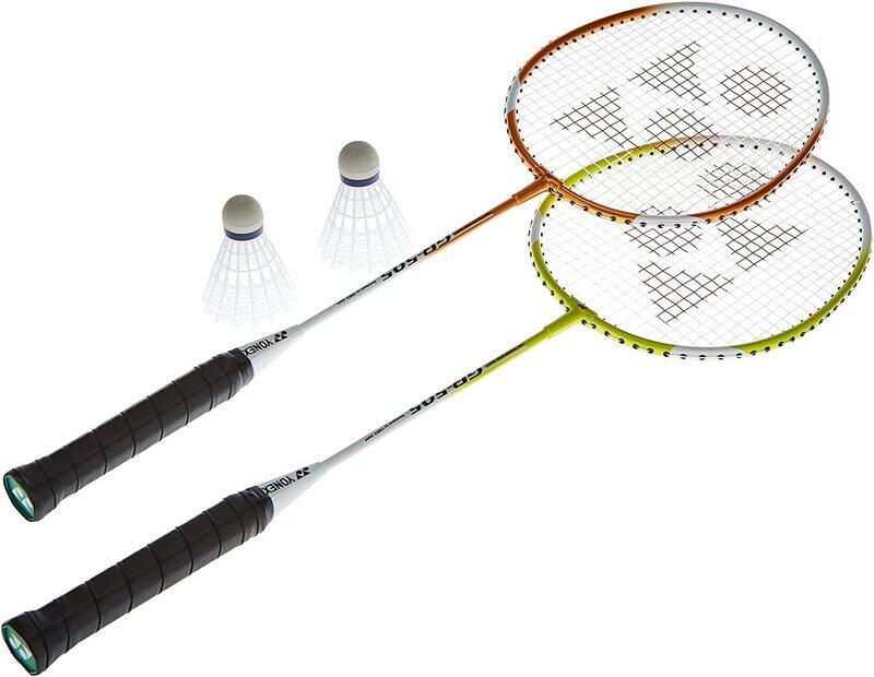 

Yonex Gr 505 2 Bad Rackets with 2 Shuttle Set, White/Orange/White