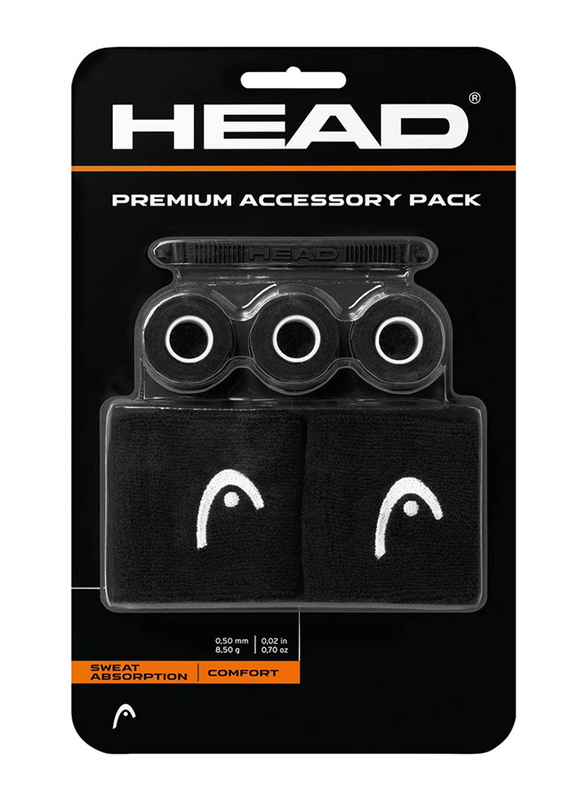 Head Premium Accessory Pack for Adults, 6 Piece, Black