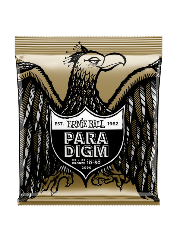 

Ernie Ball P02090 Paradigm 80/20 Bronze Acoustic Guitar Strings, Extra Light, 10-50 Gauge, Multicolour