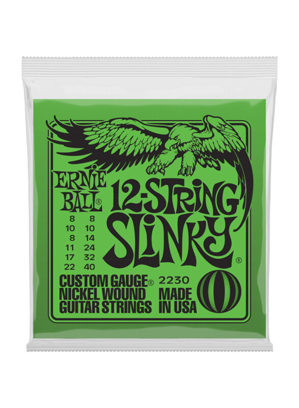 

Ernie Ball Slinky 12-String Nickel Wound Electric Guitar Strings, 8-40 Gauge, P02230, Green