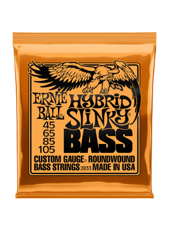 

Ernie Ball Hybrid Slinky Bass Nickel Wound Electric Guitar String, 45-105 Gauge, P02833, Orange