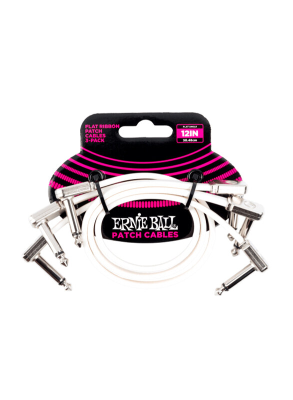 

Ernie Ball 12-Inch Flat Ribbon Patch Cable, P06386, 3 Piece, White