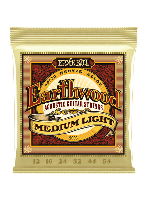 

Ernie Ball Earthwood Medium Light 80/20 Bronze Acoustic Guitar Strings, 12-54 Gauge, P02003, Multicolour