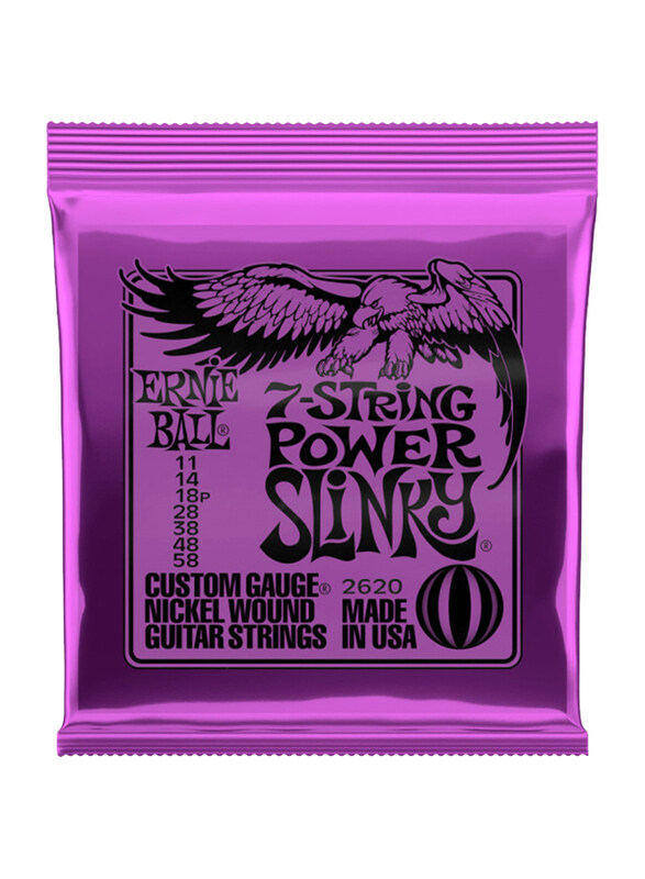 

Ernie Ball Power Slinky 7-String Nickel Wound Electric Guitar String, 11-58 Gauge, P02620, Purple