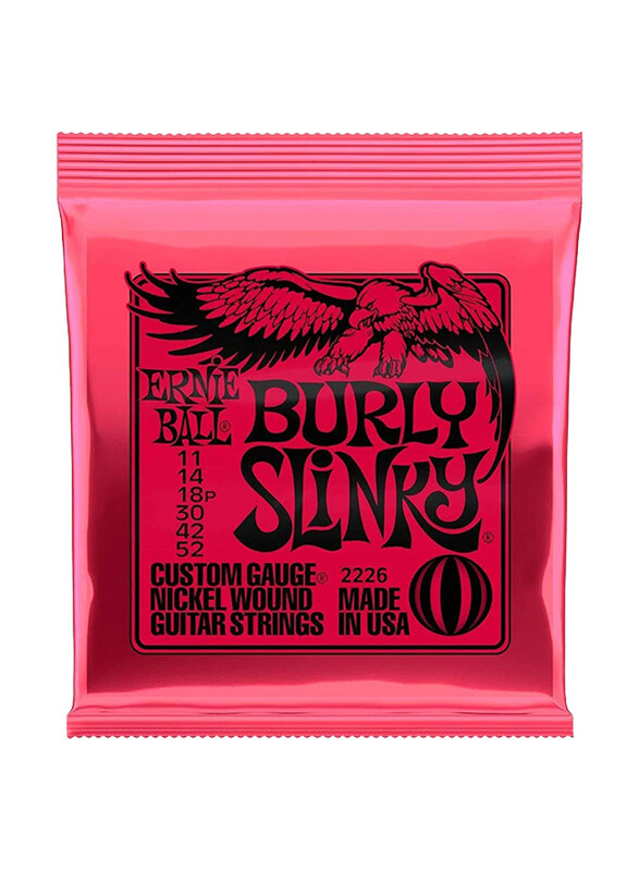 

Ernie Ball Burly Slinky Nickelwound Electric Guitar Strings, 11-52 Gauge, P02226, Pink/Black