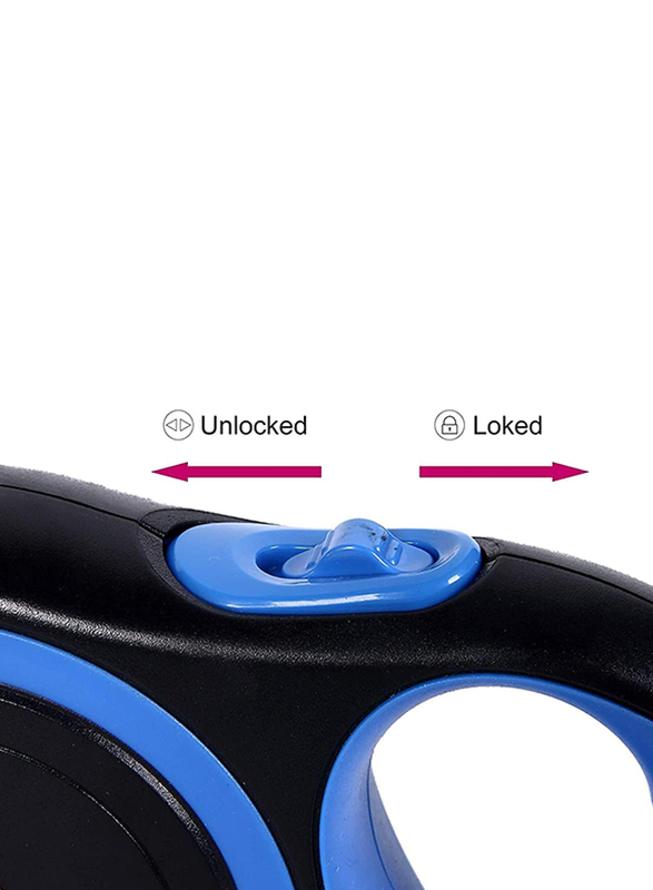 Anti-Slip Handle Retractable Dog Leash, 3m, Blue/Black