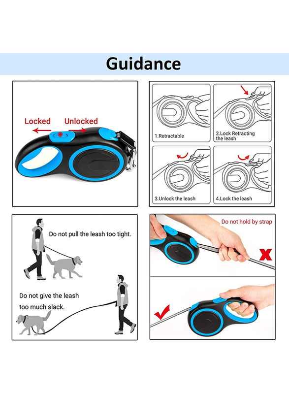 Anti-Slip Handle Retractable Dog Leash, 8M, Green/Black