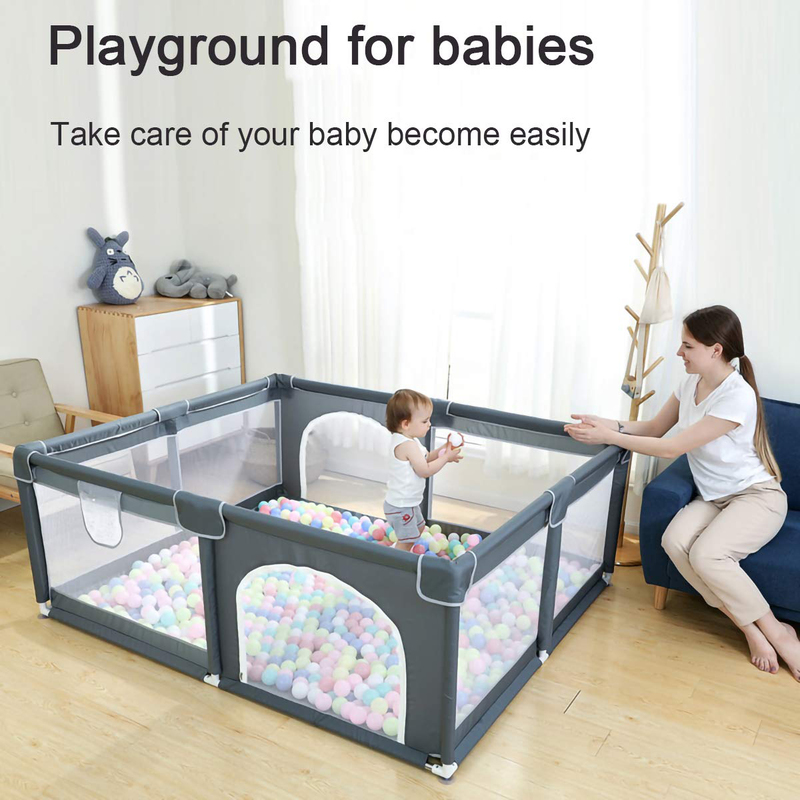 Ophobay Baby Playpen, Playpens for Babies, Extra Large, Grey