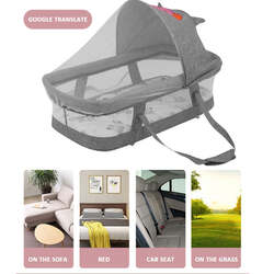 3-in-1 Portable Baby Sleeper Rocking Cradle Bed, Baby Sleeper Crib with Storage Basket ,Easy Carry Bassinet with Breathable Net Mattress Grey colour