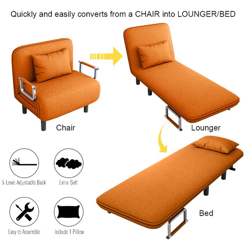 Convertible Sofa Bed Orange