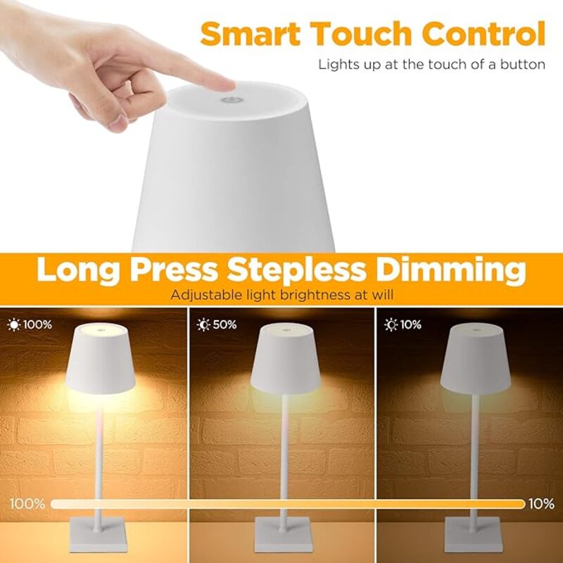 Cordless Battery Operated  Table Lamp Night Lamp White