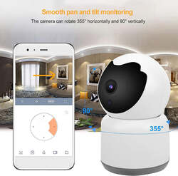 Wifi Baby Monitor with Durable Security Camera 355° Horizontally Rotated, 90° Vertically ,2 Way Audio Camera, Built-in Microphone and Speaker for Pet or Baby