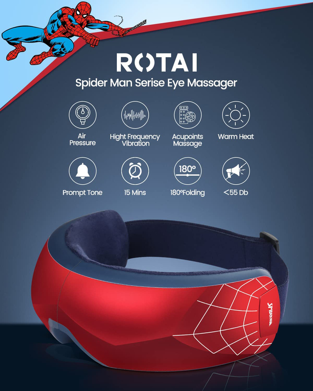 Rotai Spiderman Eye Massager with Heat Rechargeable Massage, Red