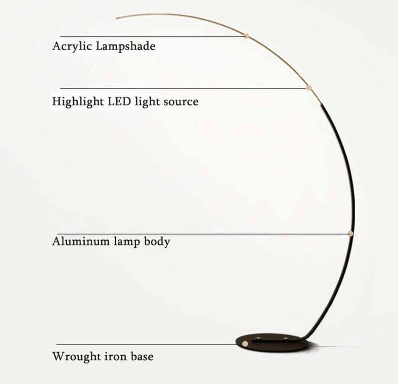 LED Arc Floor Lamp Black, Modern Metal Floor Light with 3 Color Temperatures, Acrylic Shade, Foot Switch, Iron Base, Eye Care Reading Lamp for Living Room, Bedroom, Office Black Colour
