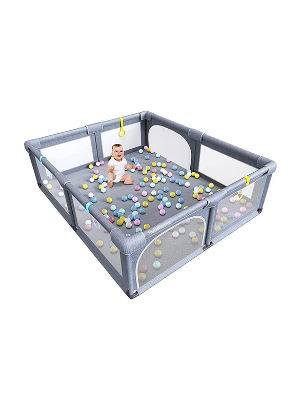 RuiHhome Playard with Gate Baby Play Pen Toddlers, Extra Large, Grey