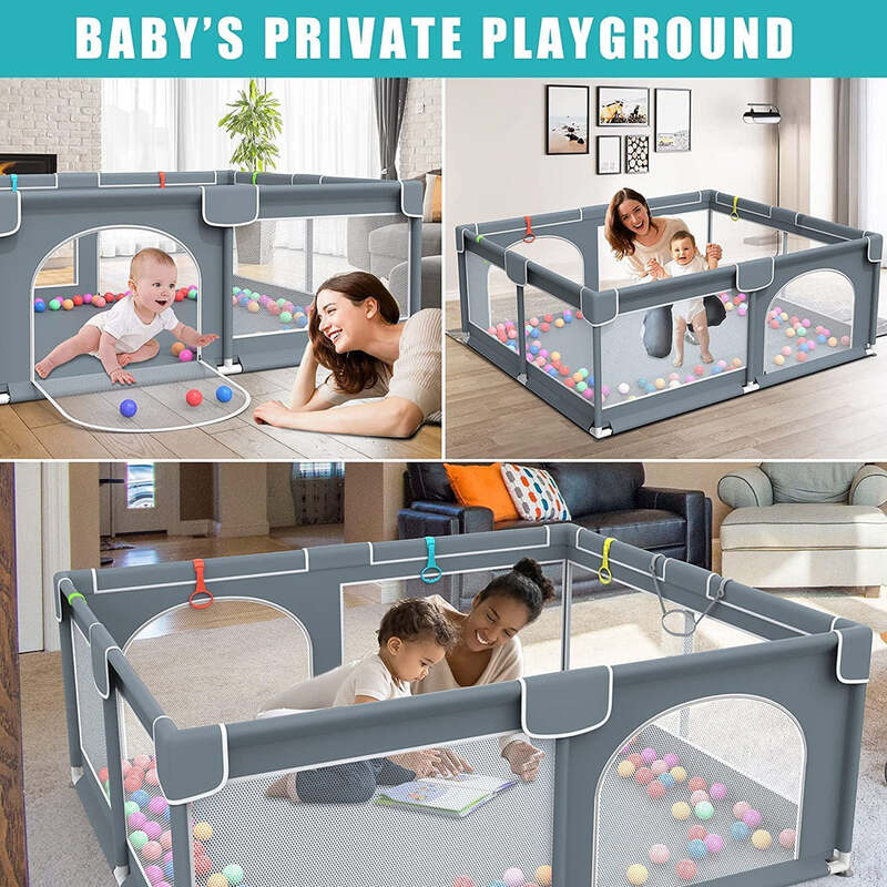 Baby Playpen, 79 x 63 Inches Extra Large Playpen with 50 PCS Ocean Balls, Indoor & Outdoor Kids Activity Center, Infant Safety Gates with Breathable Mesh, Sturdy Play Yard for Babies and Toddlers