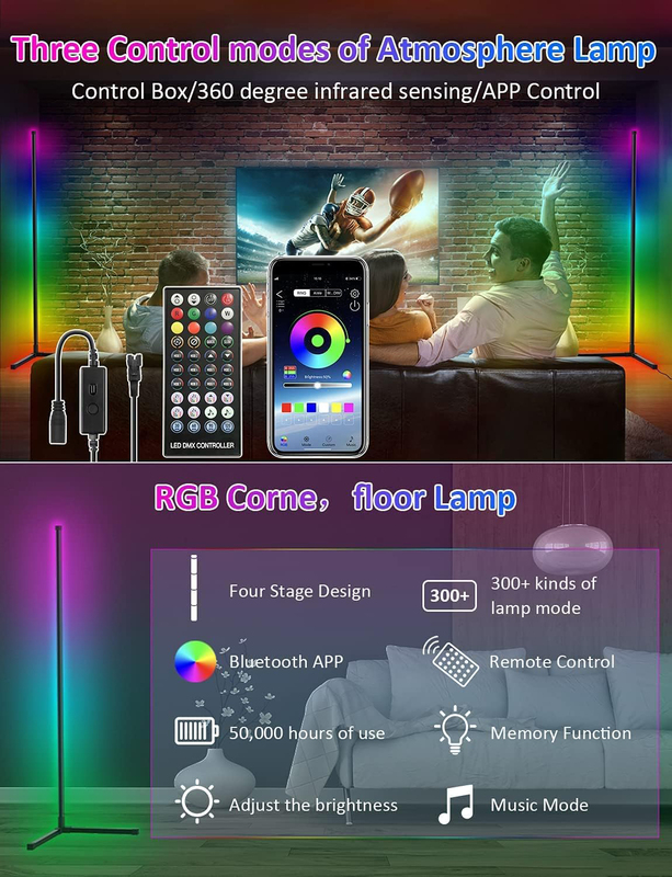 XERGY RGB Color Changing Floor Smart Corner Lamp with Remote, Multicolour