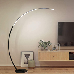 Highkas LED Dimmable Arc Floor Lamp with Remote Control, 25W, Black/White