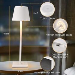 Cordless Battery Operated  Table Lamp Night Lamp White