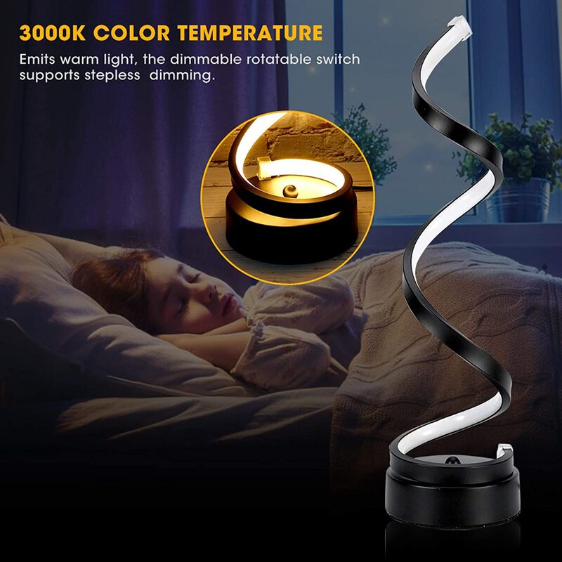 HOCC Spiral LED Table Lamp Black