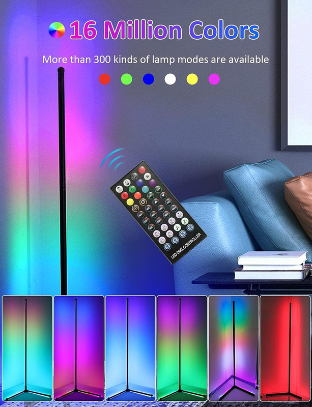 XERGY RGB Color Changing Floor Smart Corner Lamp with Remote, Multicolour