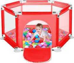 Durable Baby Fence Plastic without ocean ball Red