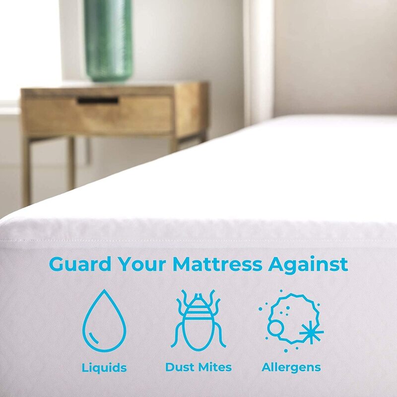 HOCC Premium Waterproof Mattress Protector Full Size with Patterns, Breathable, Soft, Noiseless Fitted Sheet with 30CM Deep Pocket- 150x200cm