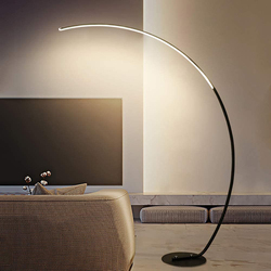 Highkas LED Dimmable Arc Floor Lamp with Remote Control, 25W, Black/White