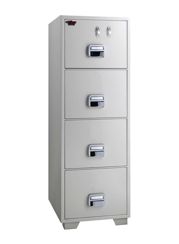 Eagle 4 Drawer Fire Resistant 2 Key Lock Cabinet Safe, SF-680-4TKX, Grey