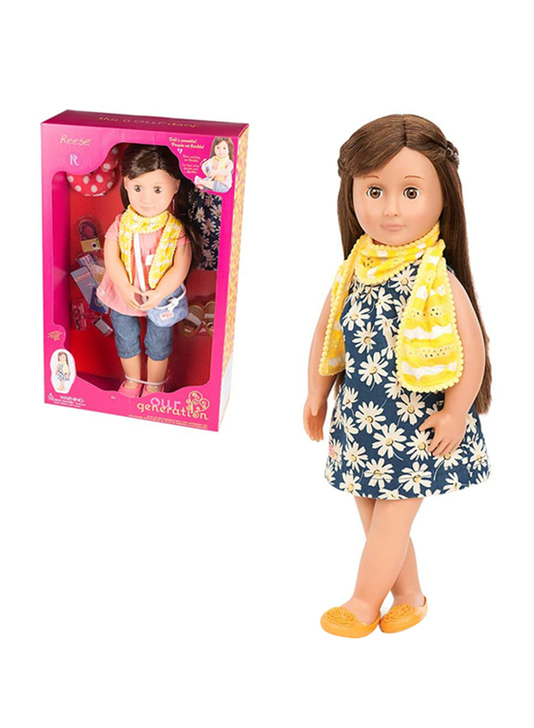 Our Generation Deluxe Reese Travel Doll with Accessories, Ages 3+, Blue/Yellow