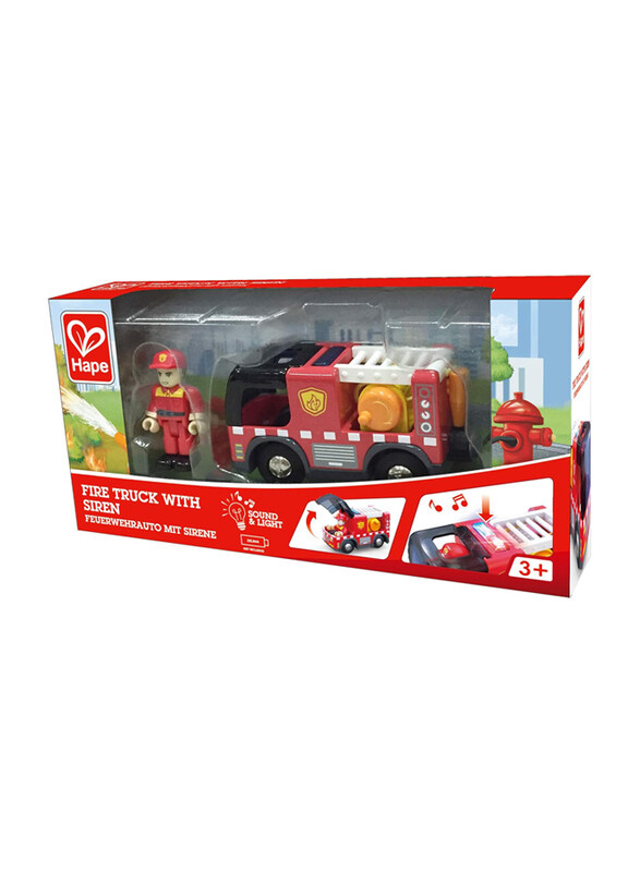 

Hape Fire Truck with Siren Toy, 2 Pieces, E3737, Ages 3+