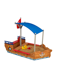 KidKraft 128 Pirate Sandboat Wooden Outdoor Garden Sandbox, Brown, Ages 3+