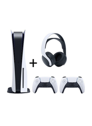 Sony PlayStation 5 Console, with PS5 PULSE 3D Wireless Headset and PS5 DualSense Wireless Controller, Black/White