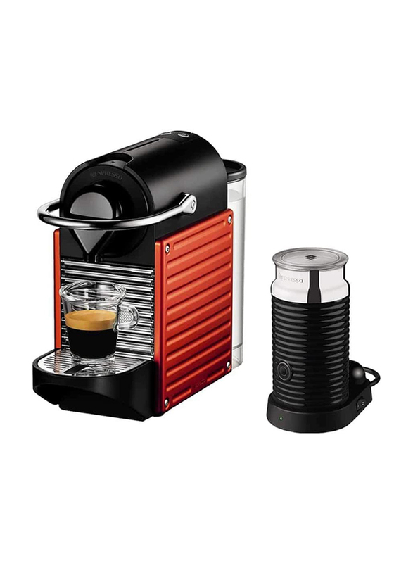 Nespresso Pixie Coffee Maker with Milk Frother, Red